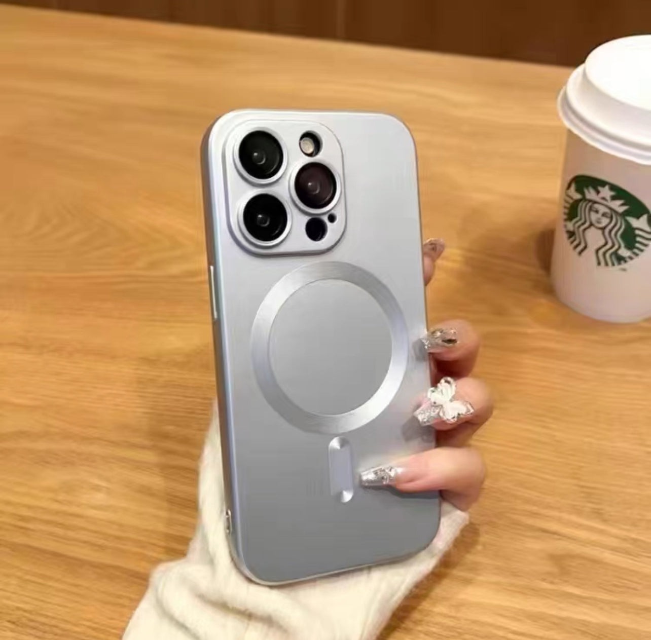 (New 2024 Style!) Premium Metallic Crystal MagSafe Phone Case with Build-on Lens Protector- iPhones (New 2024 Style!) Premium Metallic Crystal MagSafe Phone Case with Build-on Lens Protector- iPhones